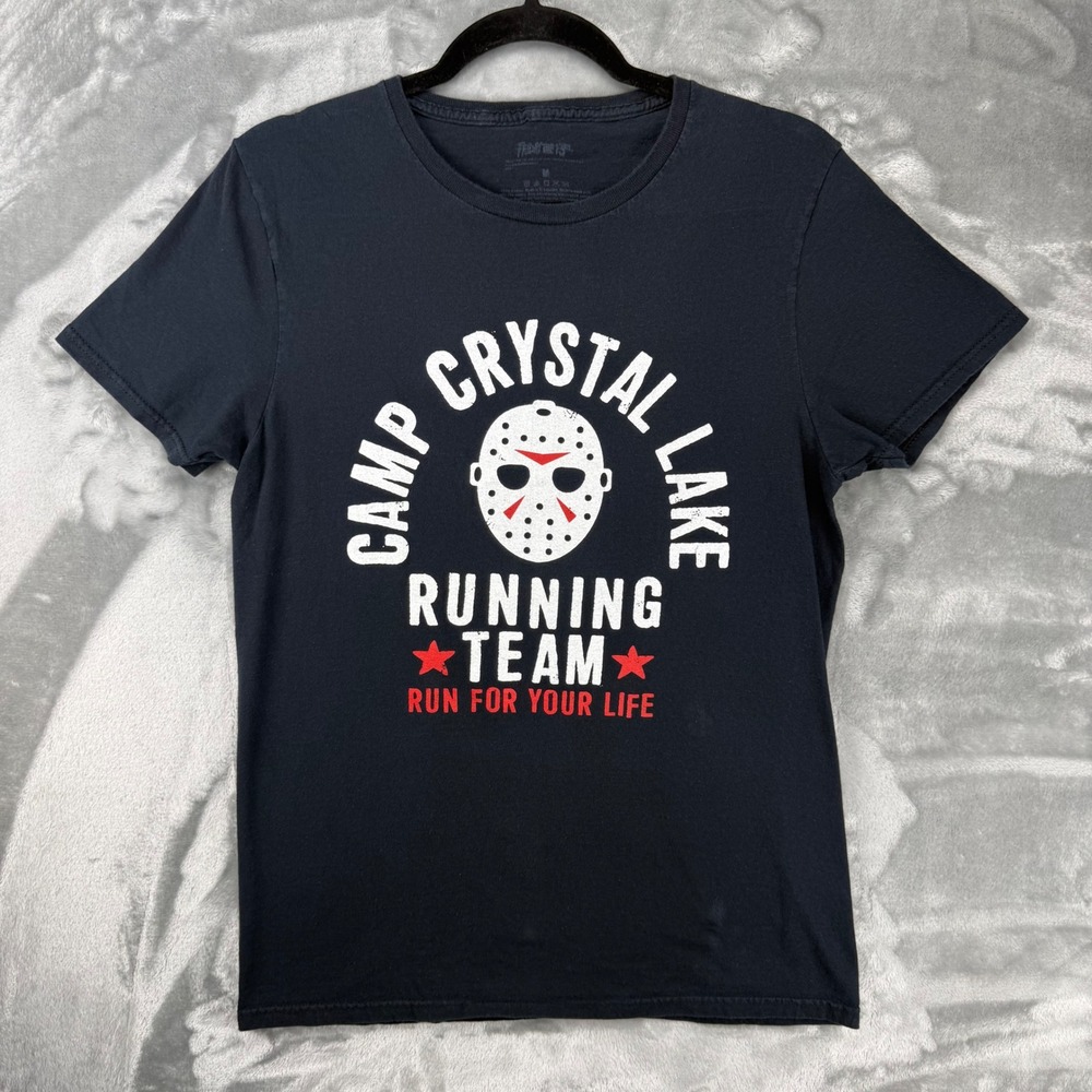 Friday the 13th Camp Crystal Lake Running Team Jason Mask T-Shirt Black M Skater